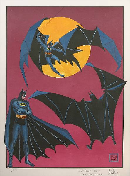 Appraisal: A Bob Kane signed 'artist's proof' print of Batman Depicting