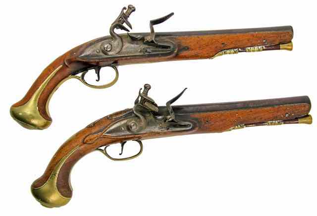 Appraisal: A matched pair of flintlock pistols one by Freeman London