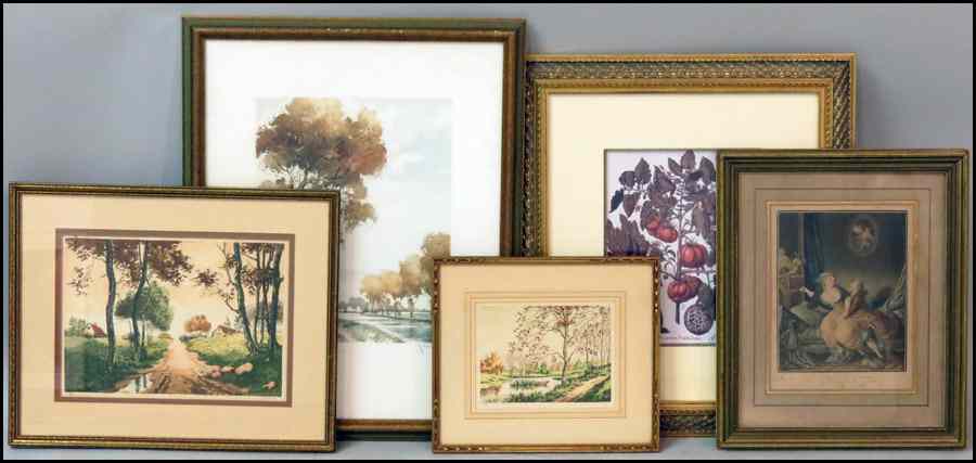 Appraisal: COLLECTION OF FIVE FRAMED PRINTS Includes two Paris Etching Society