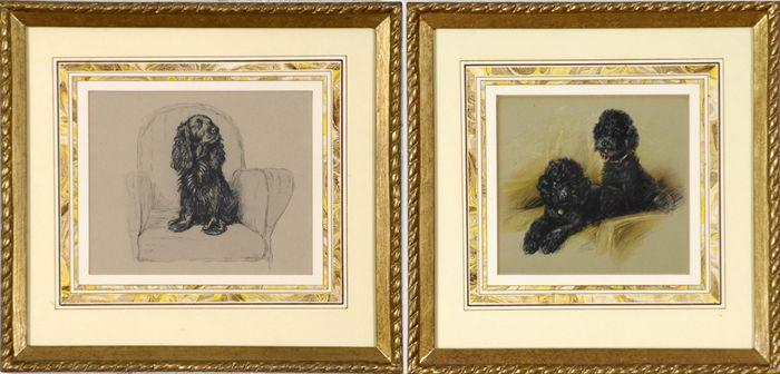 Appraisal: After Lucy Dawson Two Portraits of Dogs Reproduction prints matted