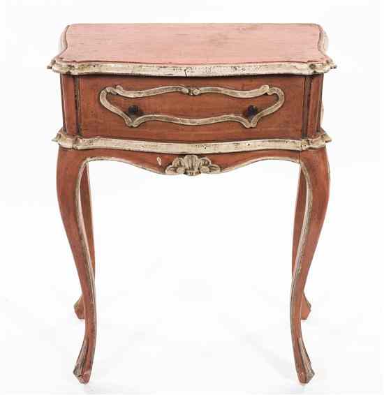 Appraisal: An Italian Painted Side Table having a shaped rectangular top