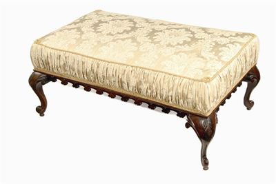 Appraisal: A th century rectangular rosewood stool the later upholstered seat