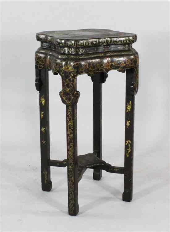 Appraisal: A Chinese gilt decorated lacquer stand the shaped top decorated