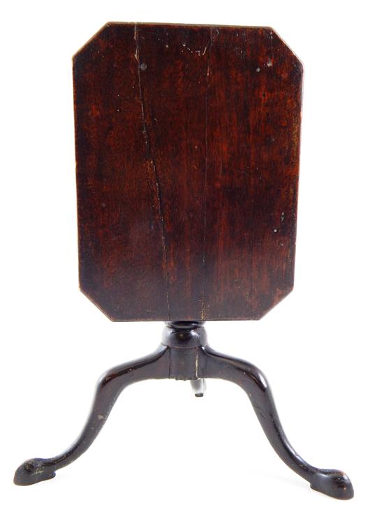 Appraisal: th C diminutive tilt top candle stand mahogany dark stain