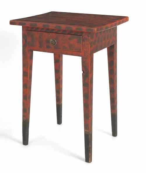 Appraisal: Pennsylvania pine side table ca with a square top overhanging