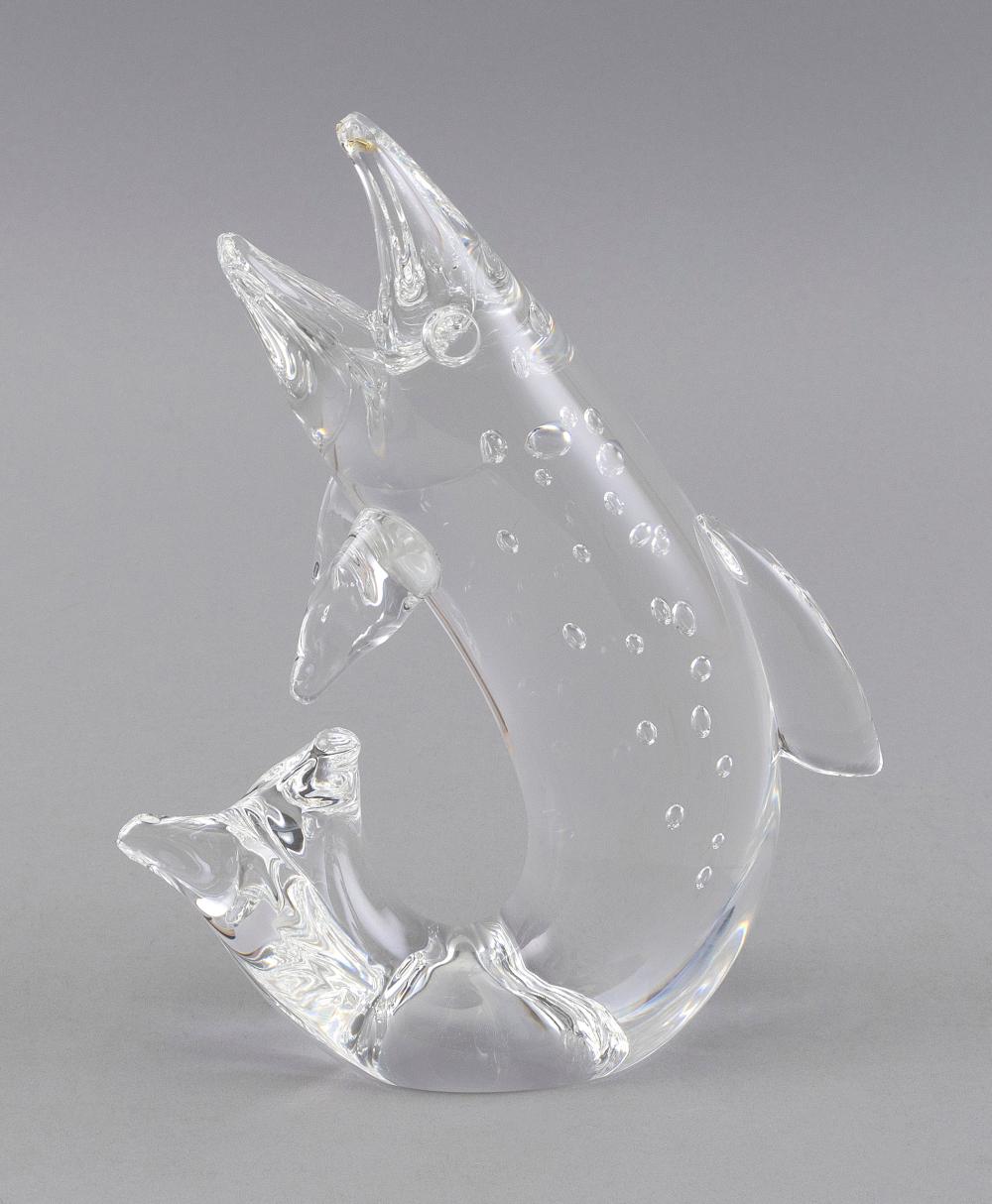 Appraisal: STEUBEN GLASS SCULPTURE OF A SPECKLED TROUT TH CENTURY HEIGHT