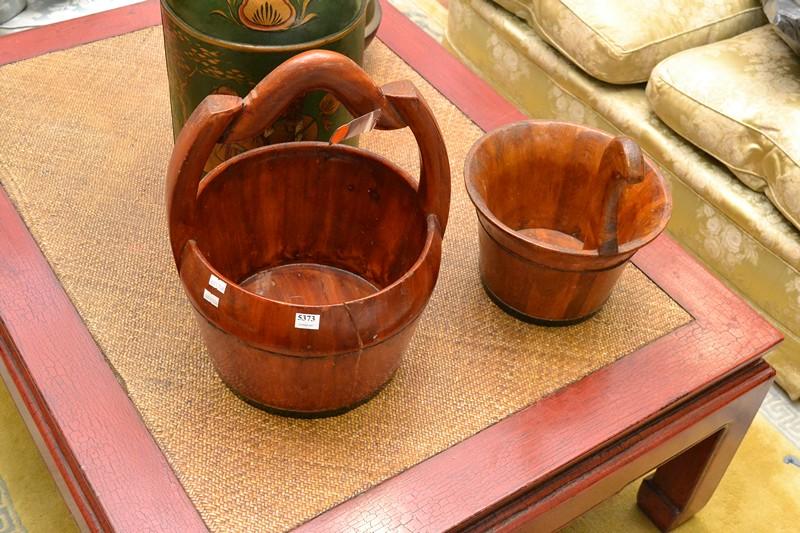 Appraisal: TWO CHINESE TIMBER WATER BUCKETS TWO CHINESE TIMBER WATER BUCKETS