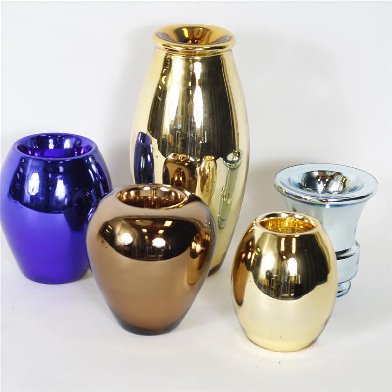 Appraisal: Collection of five German and Czech mercury glass vases in