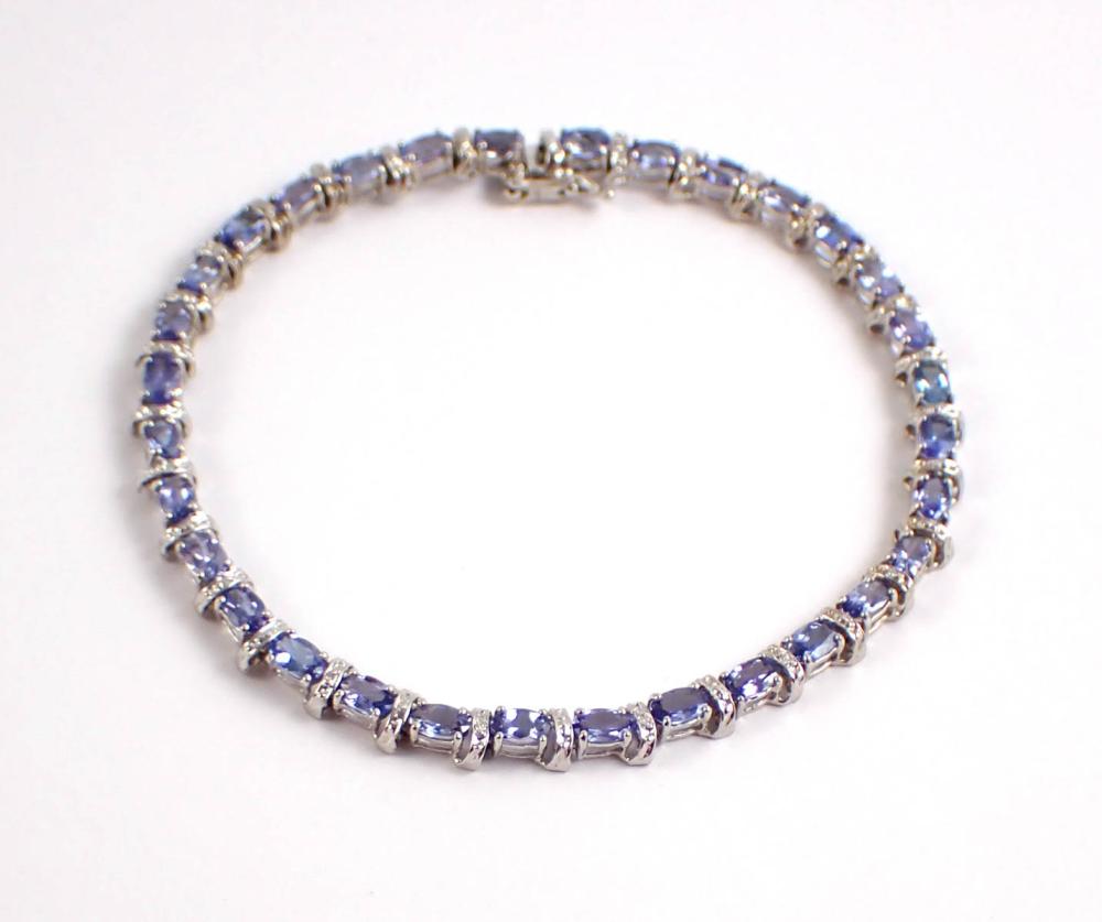 Appraisal: TANZANITE DIAMOND AND FOURTEEN KARAT GOLD BRACELET The - k