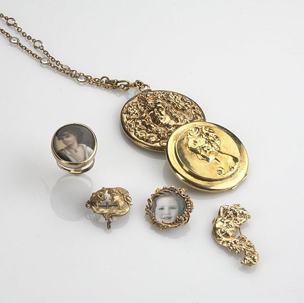 Appraisal: ROCOCO JEWELRY Six gold or GF pieces th th C