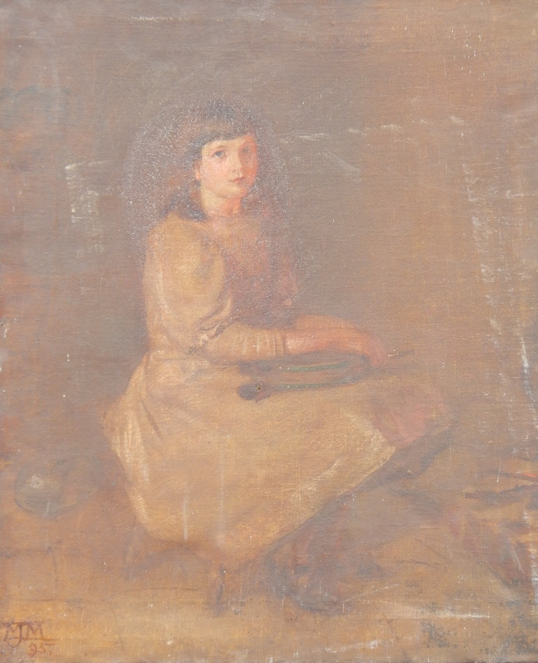 Appraisal: M J M thC Monogramist Kneeling portrait of a teenage