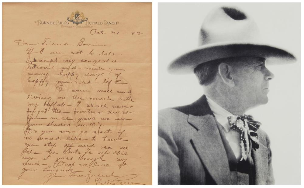 Appraisal: Letter from G W Pawnee Bill Lillie to Edward Borein