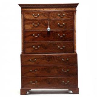 Appraisal: George III Inlaid Chest on Chest late th century mahogany