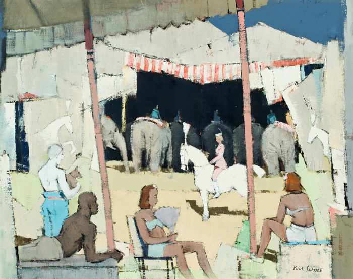 Appraisal: PAUL STARRET SAMPLE American - ''Circus Yard'' oil on canvas