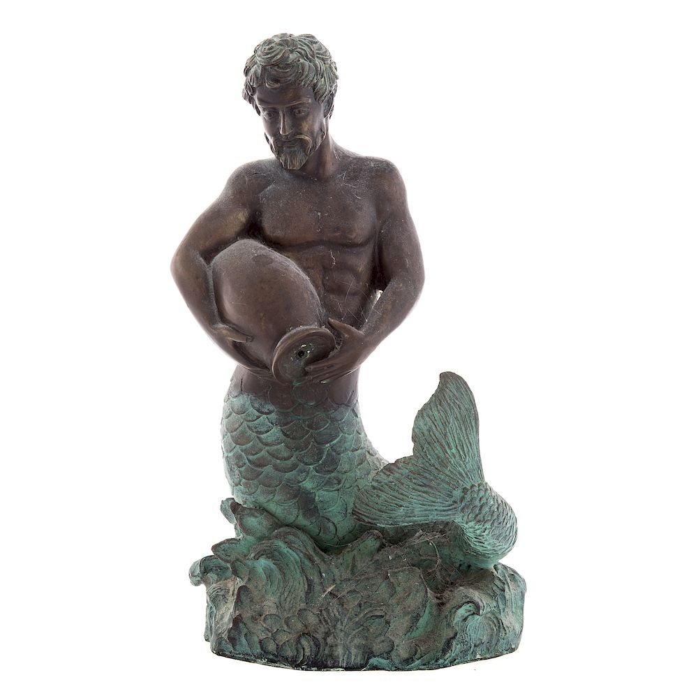 Appraisal: Bronze Nereid Fountain modeled as half man with fishtail riging