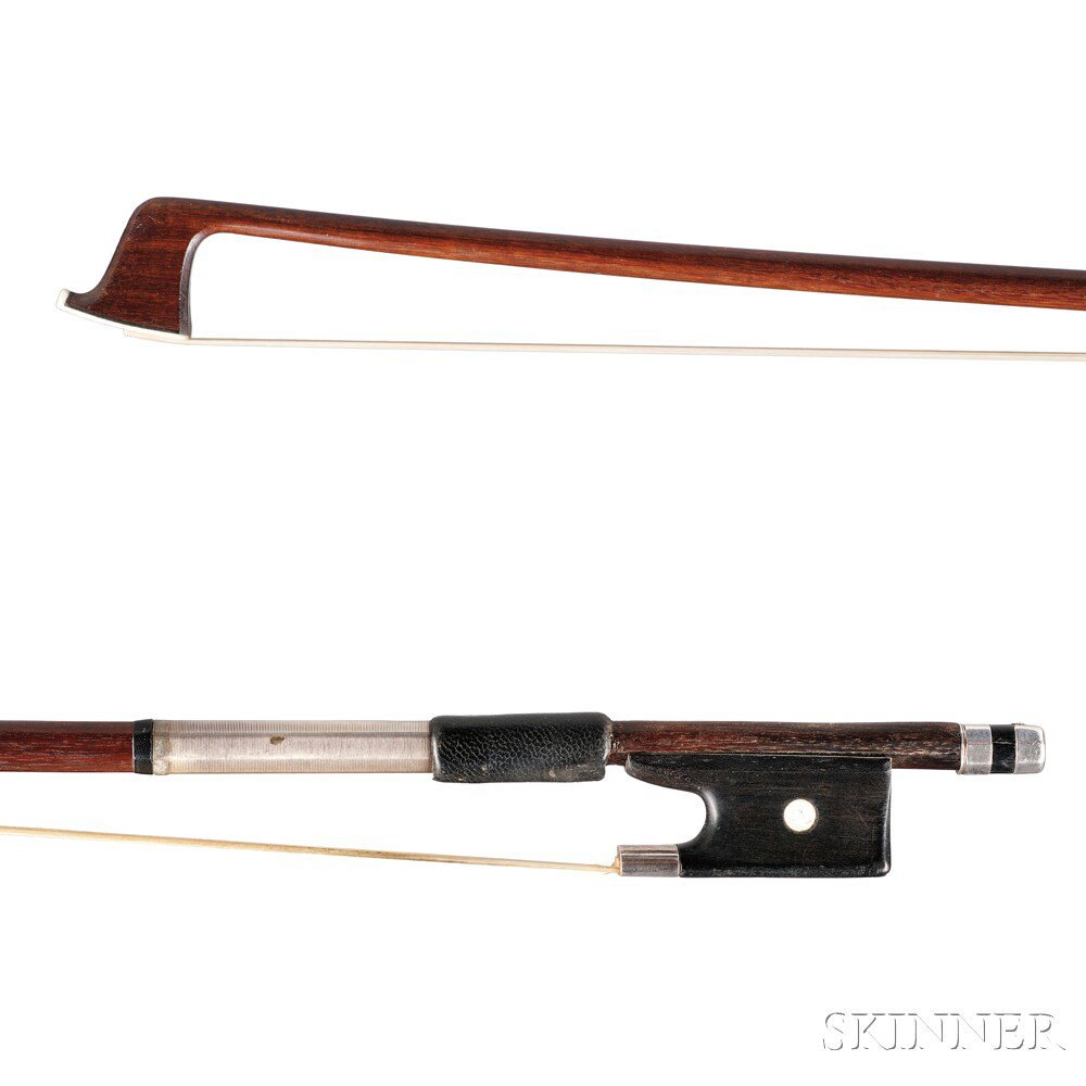 Appraisal: Silver-mounted Violin Bow Attributed to the Vuillaume Workshop the round