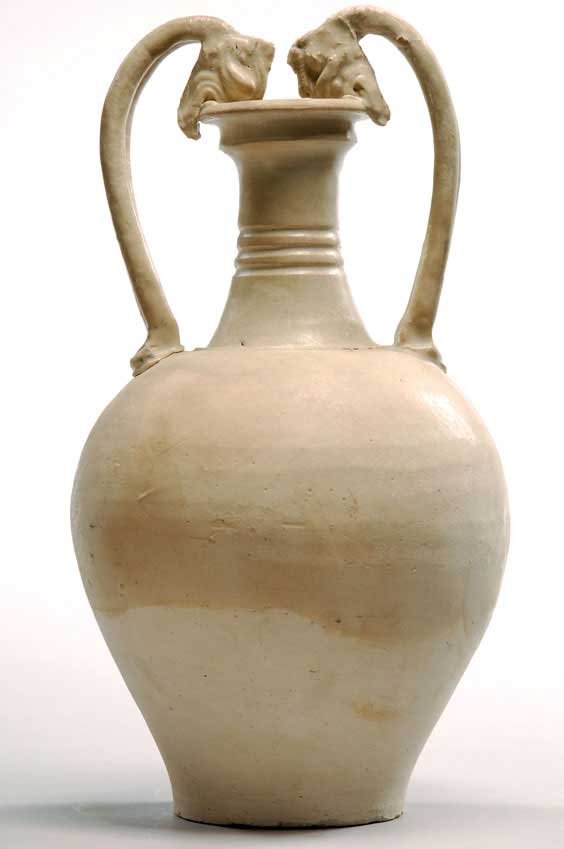 Appraisal: TALL SUI POTTERY AMPHORA Tall Chinese Sui Dynasty straw-white glazed