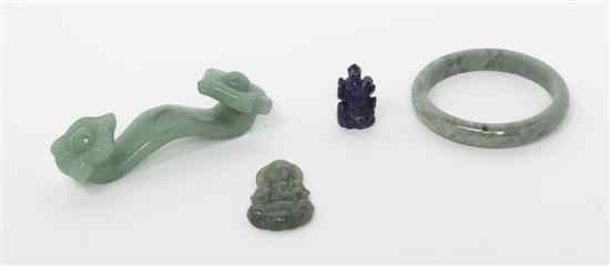 Appraisal: A Group of Jade and Hardstone Articles of green colored