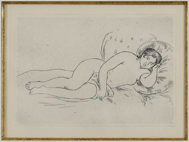 Appraisal: Pierre Auguste Renoir French - Femme nue couch e tourn