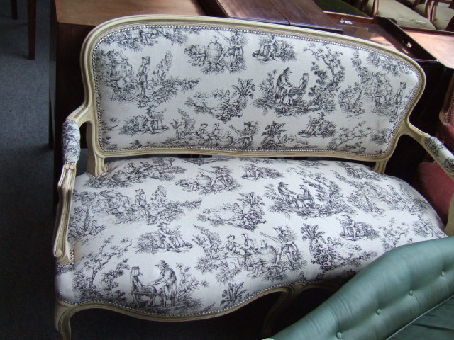 Appraisal: A Louis XV style white painted sofa with upholstered back