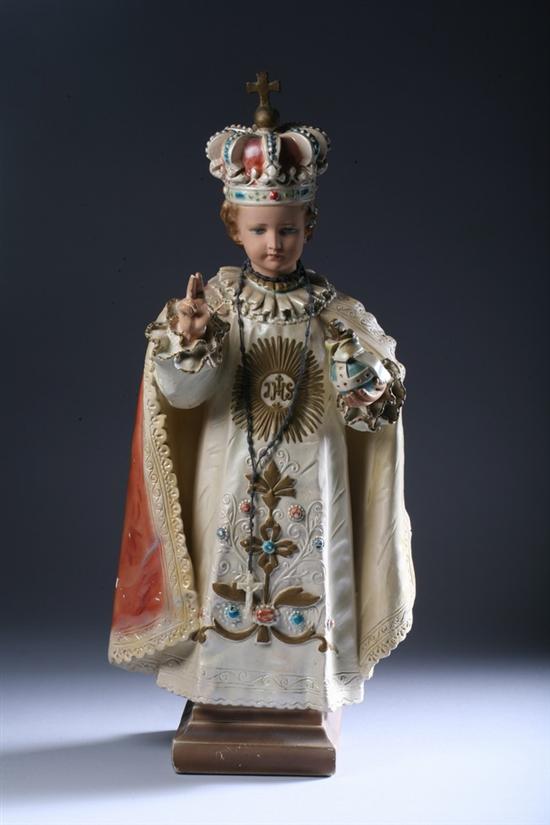 Appraisal: LARGE CHALKWARE FIGURE OF CHRIST CHILD th century - in