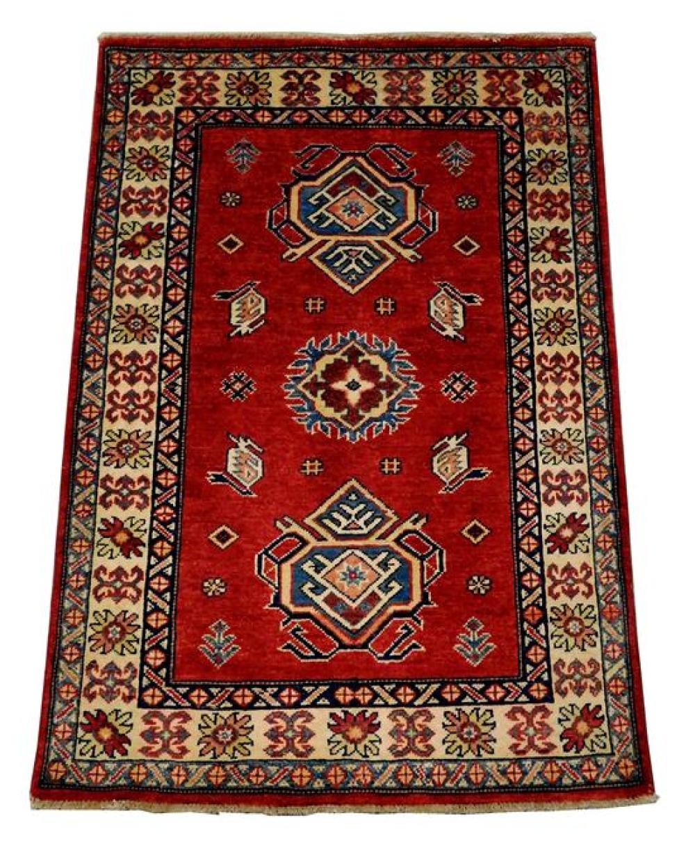 Appraisal: RUG Uzbek Kazak ' x ' wool on cotton red