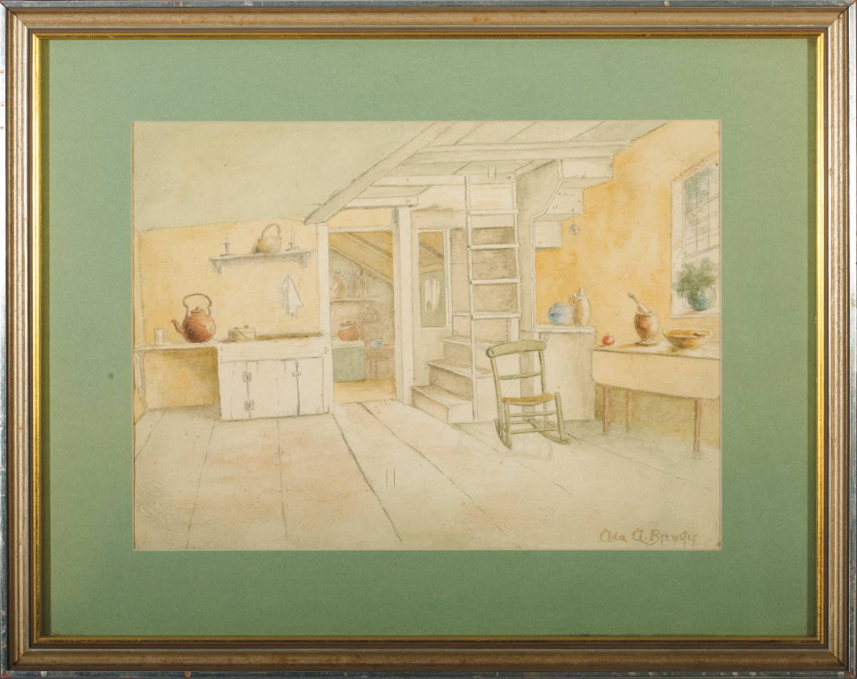 Appraisal: ADA AUGUSTA BREWSTER AMERICAN B COTTAGE INTERIOR Watercolor on paper