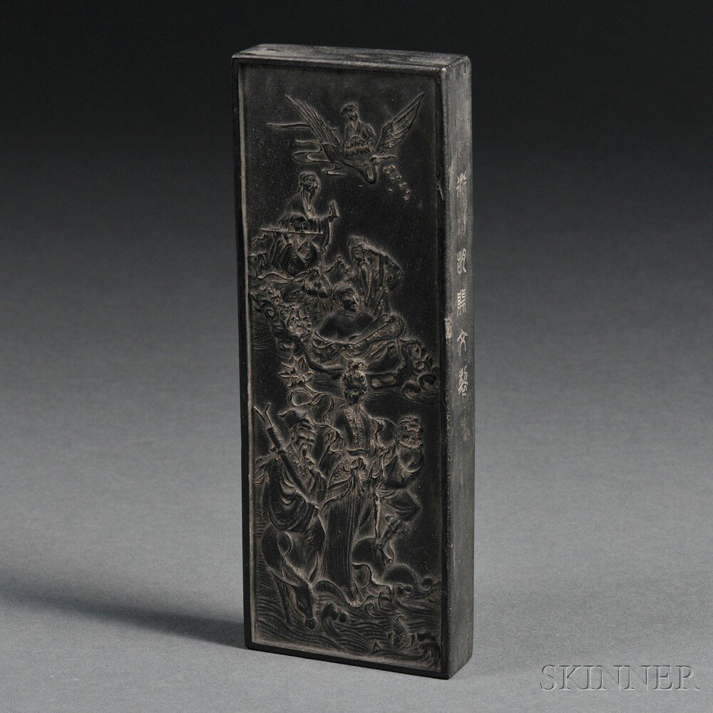 Appraisal: Inkstick China th century carved with the eight Daoist immortals