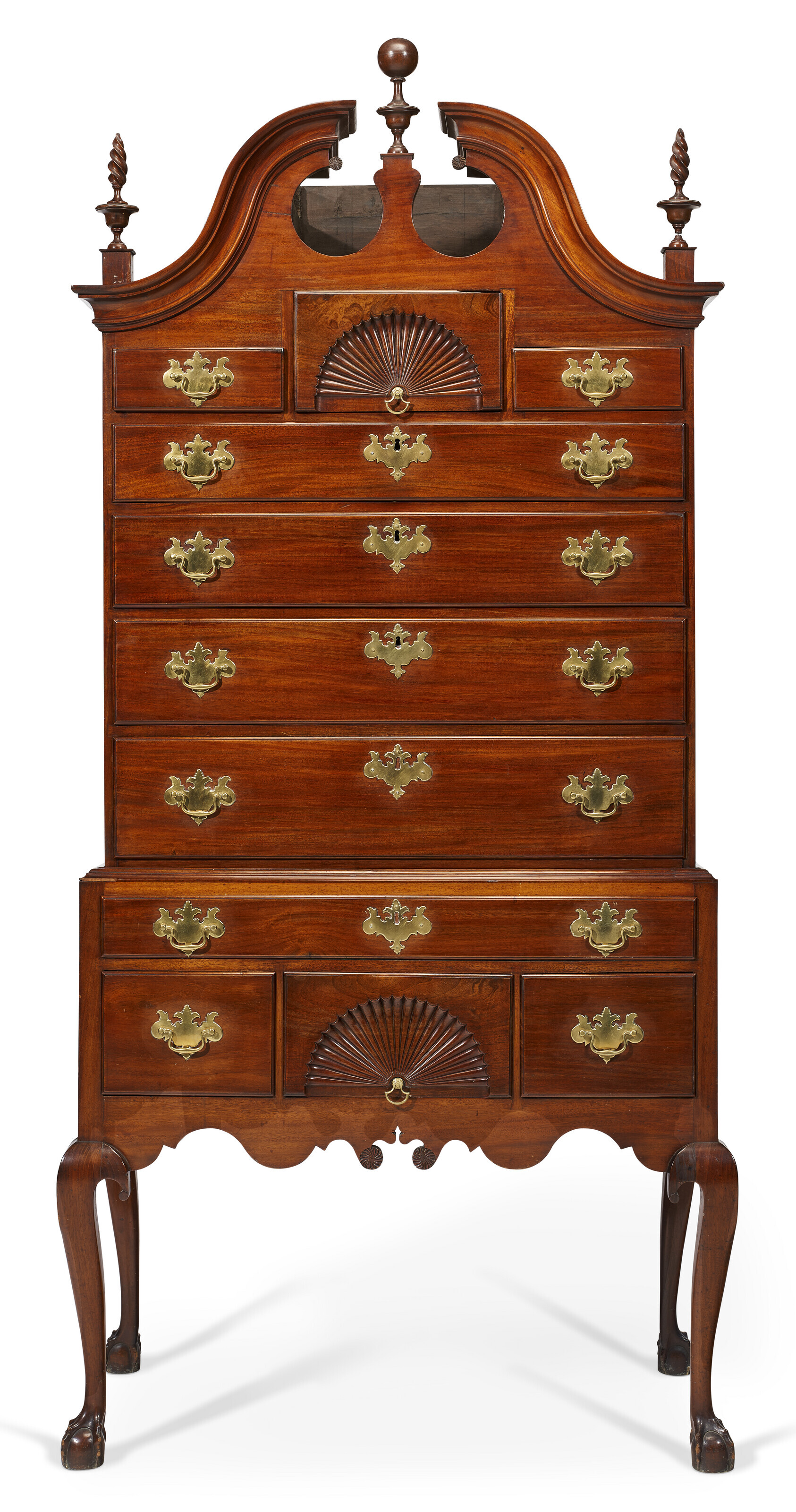 Appraisal: A CHIPPENDALE CARVED MAHOGANY HIGH CHEST-OF-DRAWERS SALEM MASSACHUSETTS - Appears