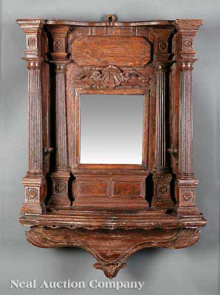 Appraisal: A Renaissance-Style Carved Pine Mirrored Tabernacle late th early th