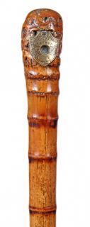 Appraisal: Early Compass Cane- th Century- A bamboo root one-piece shaft