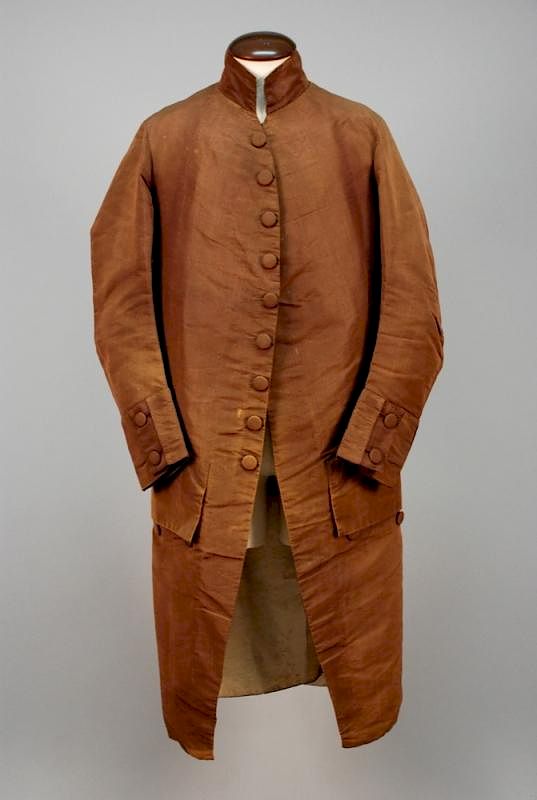 Appraisal: GENTS SILK COAT LATE th C Brown faille having stand