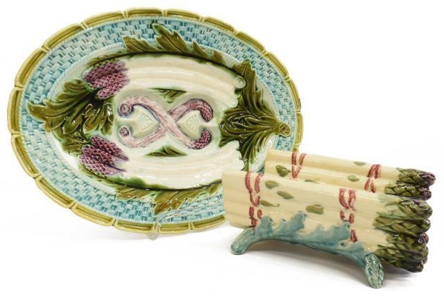 Appraisal: lot of French majolica asparagus service items early th c