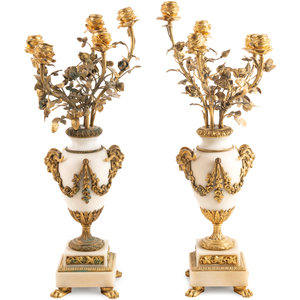 Appraisal: A Pair of Louis XV Style Gilt Bronze Mounted White