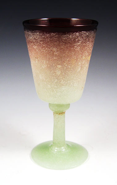 Appraisal: STEUBEN CLUTHRA ART GLASS CHALICE GOBLET Burgundy fades to light