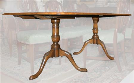 Appraisal: Queen Anne Style Burl-Wood Double-Pedestal Dining Table Estimate -