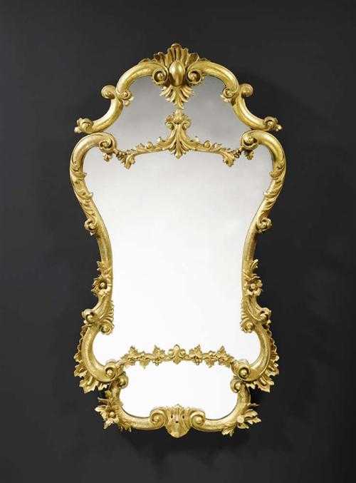 Appraisal: PIERCED AND CARVED GILTWOOD MIRROR late Louis XV Italy th