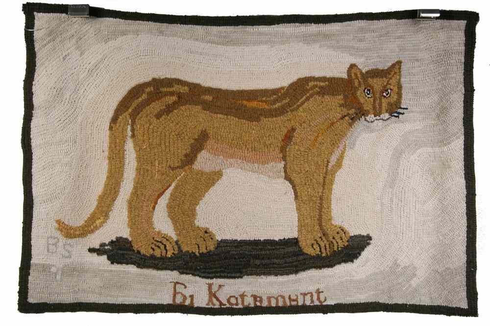 Appraisal: FIGURAL HOOKED RUG - '' x '' - Standing Lioness