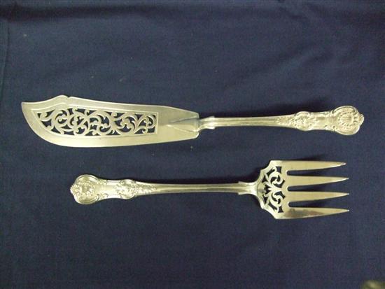 Appraisal: Pair of Victorian silver fish servers with pierced blades oz