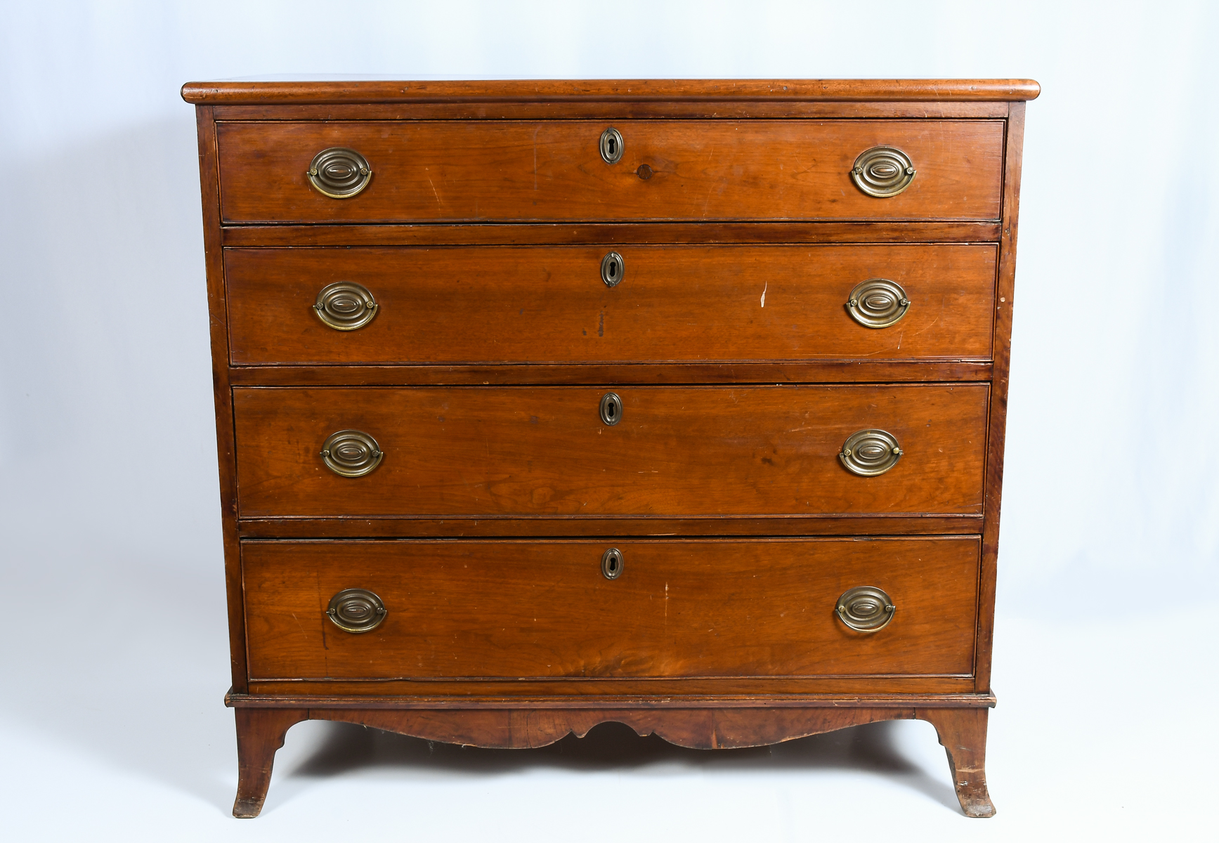 Appraisal: HEPPLEWHITE WALNUT DRAWER CHEST th -century chest having four graduated