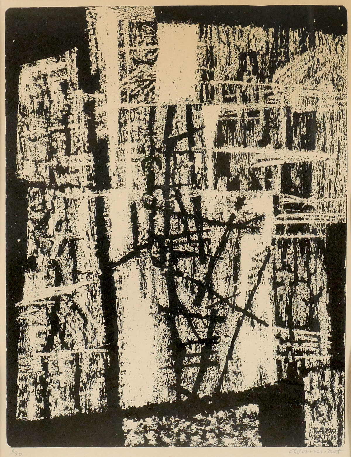 Appraisal: TAMOSAITIS LITHUANIAN LITHOGRAPH ABSTRACT COMPOSITION Sight size is '' x