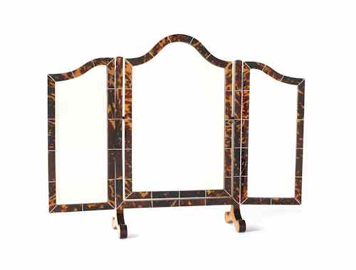 Appraisal: Tortoise shell veneer three-part dressing mirror ca open - h