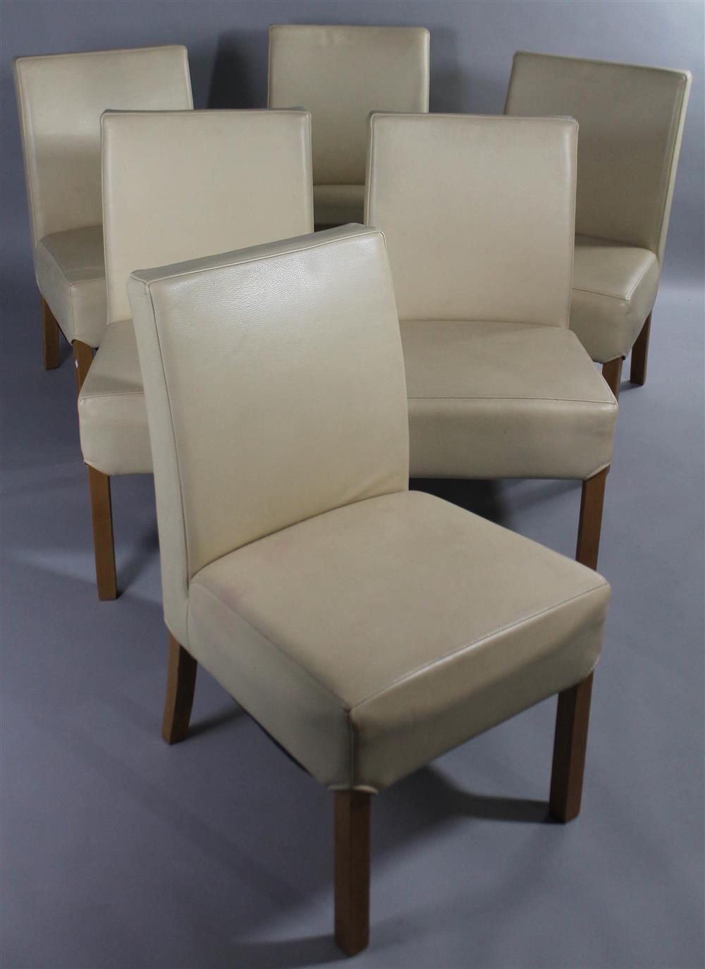 Appraisal: SET OF SIX MODERN IVORY COLORED PEBBLE LEATHER DINING CHAIRS