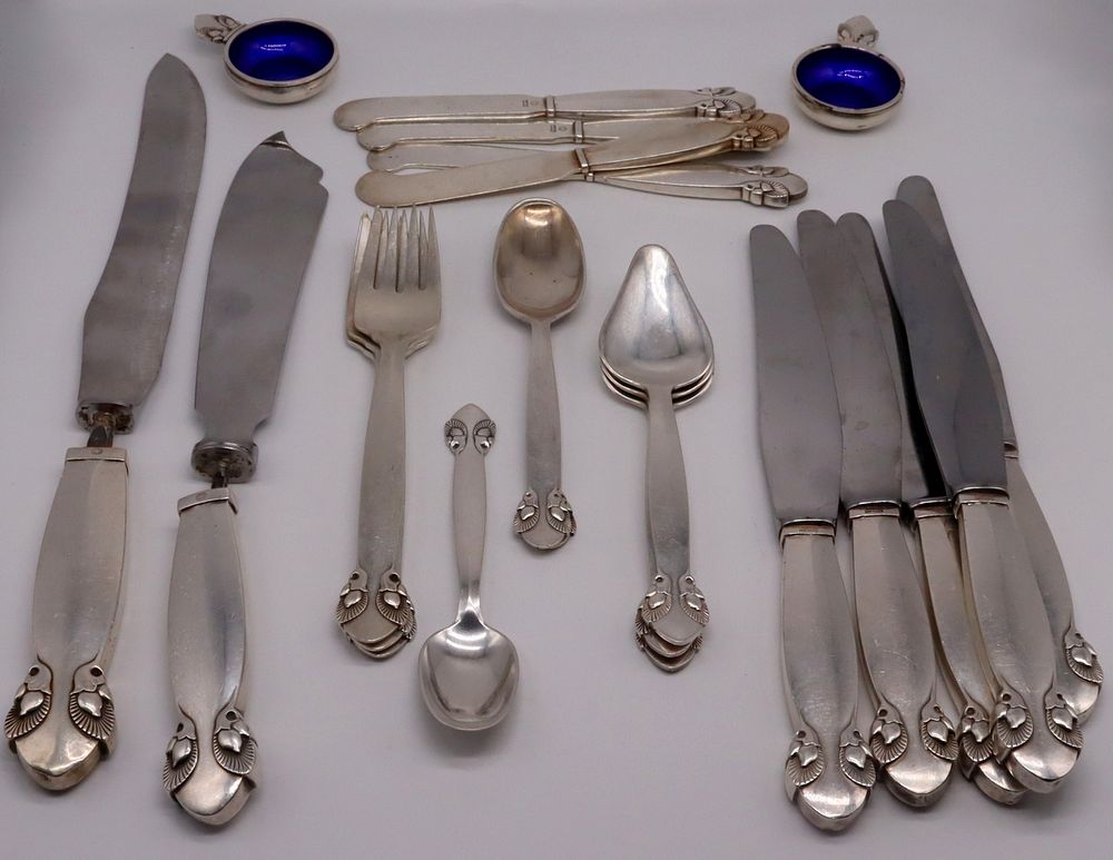 Appraisal: STERLING Partial Georg Jensen Bittersweet Sterling Flatware Service Partial Georg