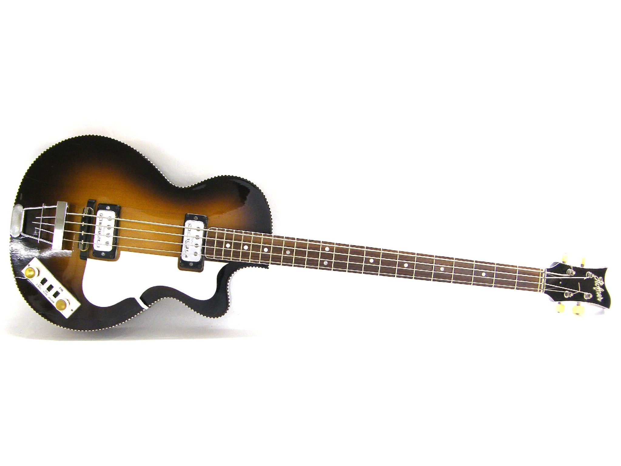 Appraisal: Hofner T- bass guitar circa sunburst finish with lacquer checking