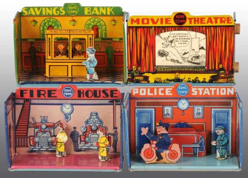 Appraisal: Lot of Tin Litho Marx Home Town Store Toys Description