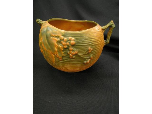 Appraisal: Roseville Art Pottery Vase Bushberry brown - excellent diameter