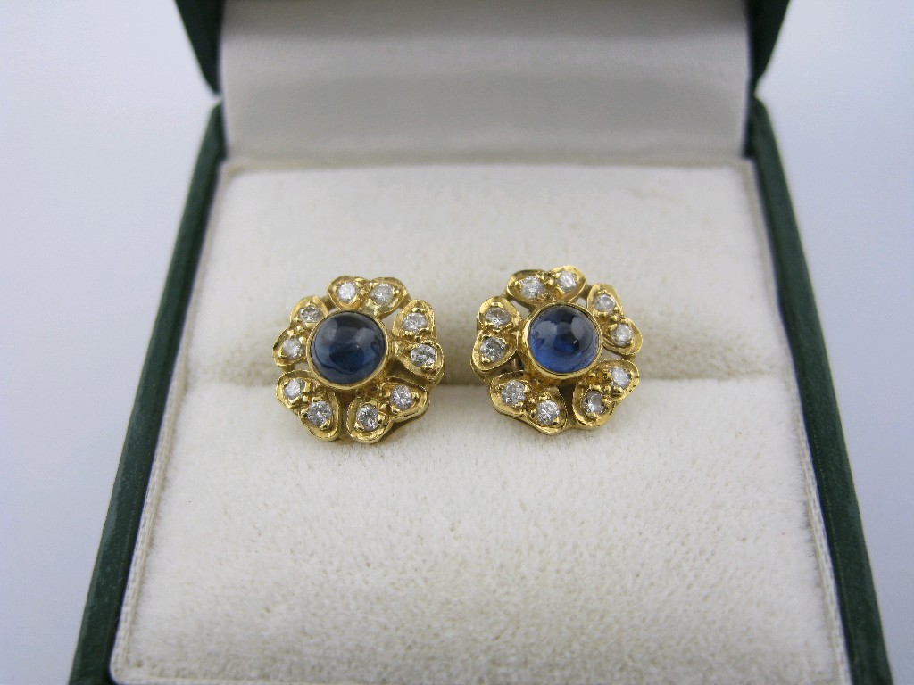 Appraisal: A pair of Sapphire and Diamond Ear Studs each with