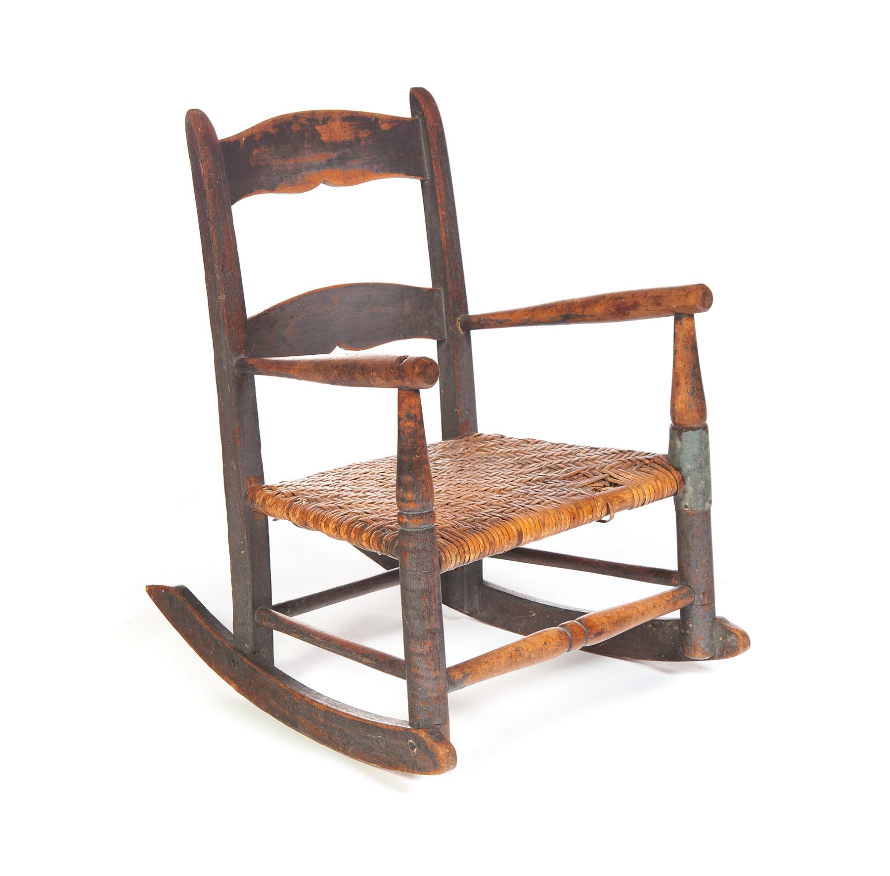 Appraisal: CHILD'S ROCKING CHAIR Second half- th century Ladderback with original