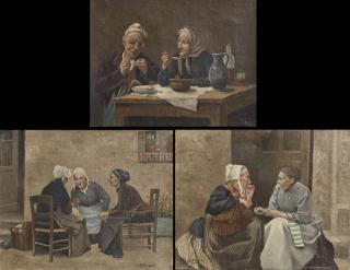 Appraisal: A Bougoin French Gossip Women Sewing and Meal in the